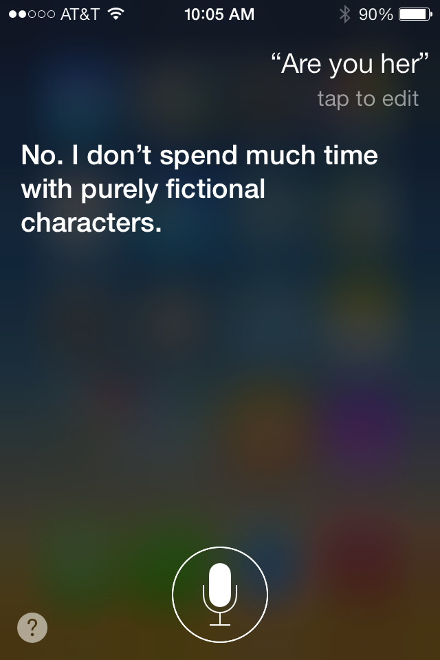 iPhone's Siri Hates Scarlett Johansson's Character in Her and Isn't